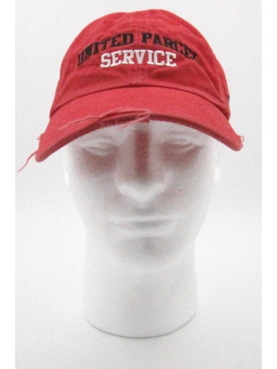 UPS United Parcel Service Red Distressed Baseball Cap Adjustable Hat (F)